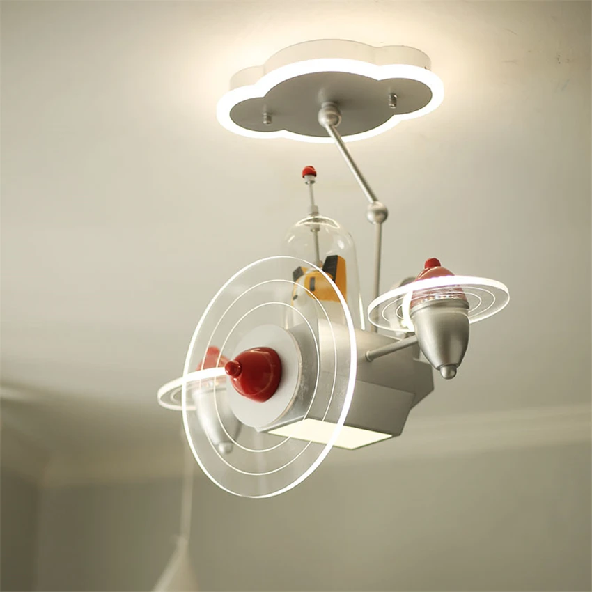 

Nordic Cartoon Explorer Spaceship Children's Ceiling Lights Modern LED Boy Room Lighting Kindergarten Space Plane Ceiling Lamps