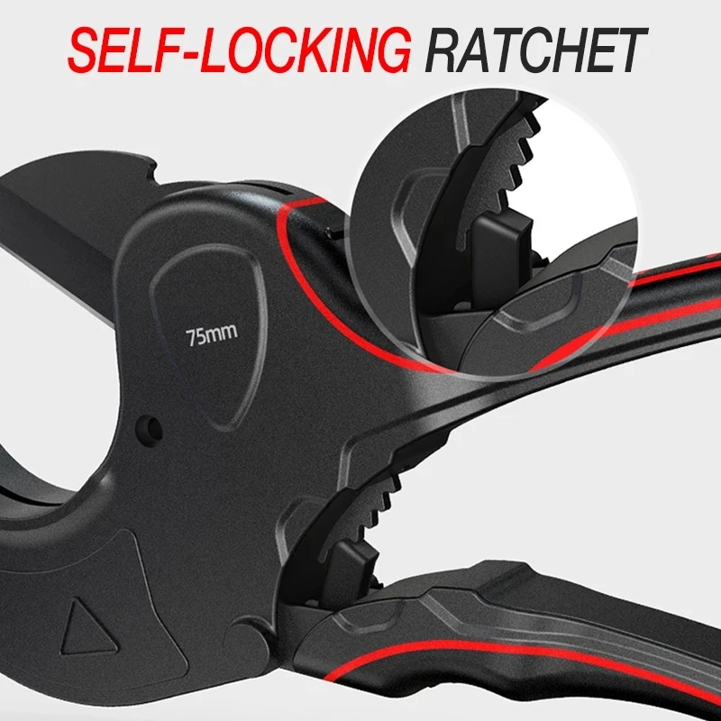 OUDISI PVC Pipe Cutter 36mm 42mm 64mm Aluminum Alloy Body Ratchet Scissors Tube Cutter PVC/PU/PP/PE Hose Cutting Hand Tools 4