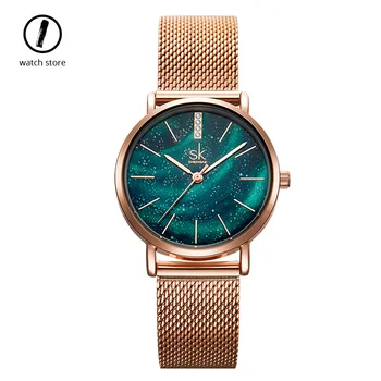 

Sk Northern Lights Starry Sky Green Watch Women Waterproof Rose Gold Blue Ladies Watches Luxury Designer Brand Wristwatch New
