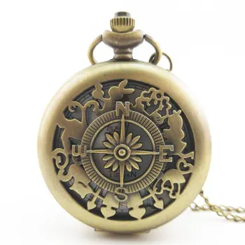 

Antique Copper Steampunk Quartz Pocket Watch Vintage Bronze Gear Hollow Necklace Pendant Clock With Chain Men's Women Gifts