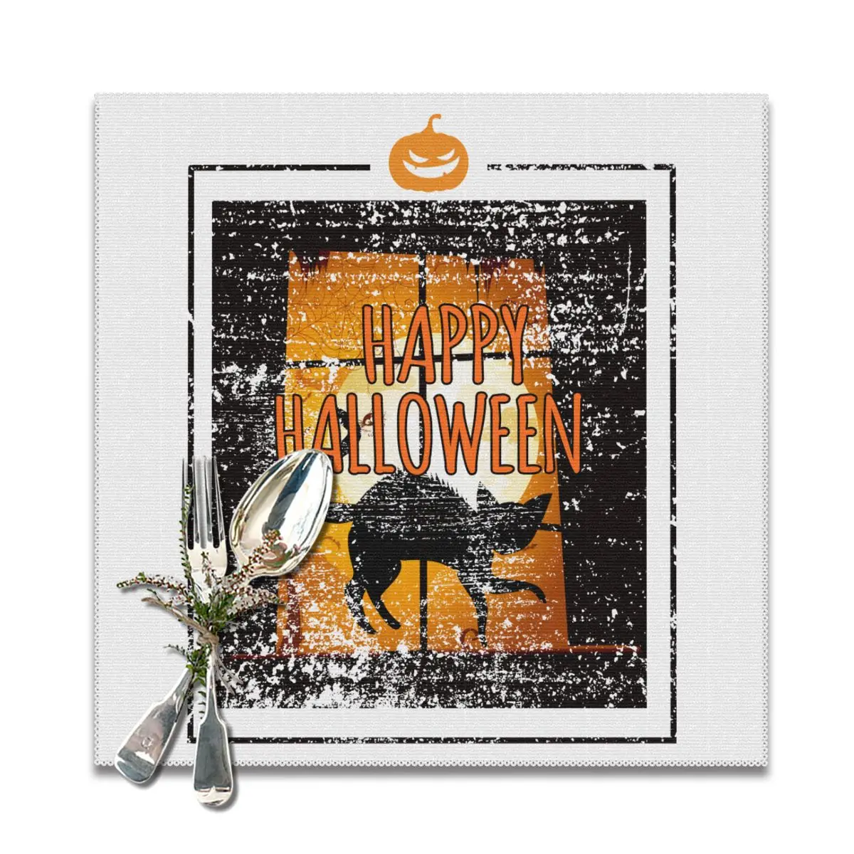 Столовые приборы для обеденного стола CoastersHalloween Night он пришел домой Черный кот полистер чашка кофе настольные коврики для кухни 6 шт. домашний декор