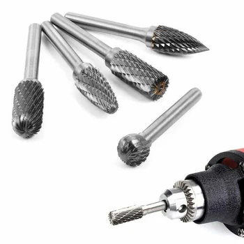 

5Pcs 6mm Shank Tungsten Carbide Rotary Files Grinding Burr Cutter Drill Bit Set For Rapid Metal Removal Electric Pneumatic Tool