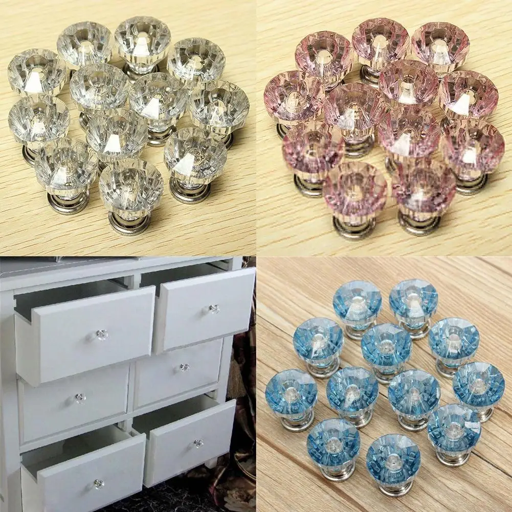 12 шт. кристально чистое стекло шкаф ящик ручка выдвижная DIY | Обустройство дома