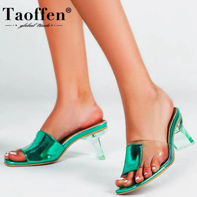 Taoffen/размеры 36 43 женские летние босоножки модные шлепанцы с открытым носком на