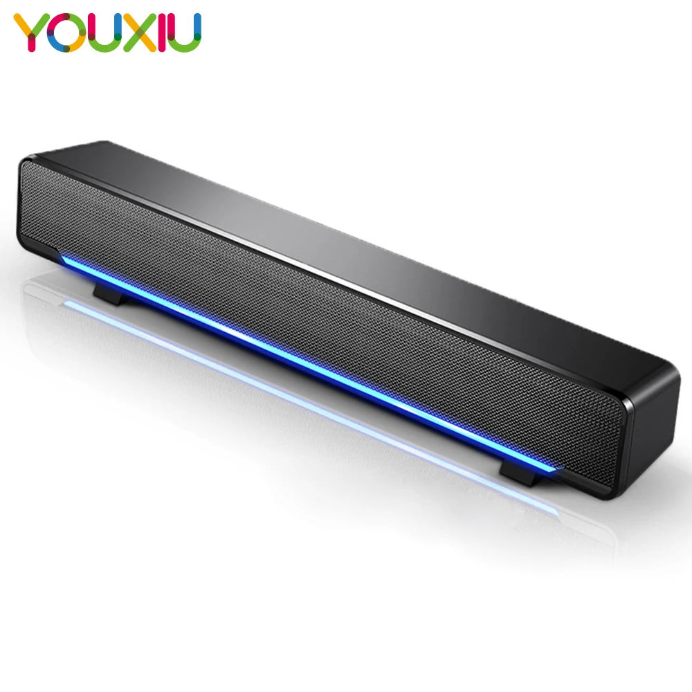 

YOUXIU Desktop Computer Speaker Stereo Subwoofer Music Player Bass Surround Sound Box 3.5mm USB Audio Input for PC Laptop