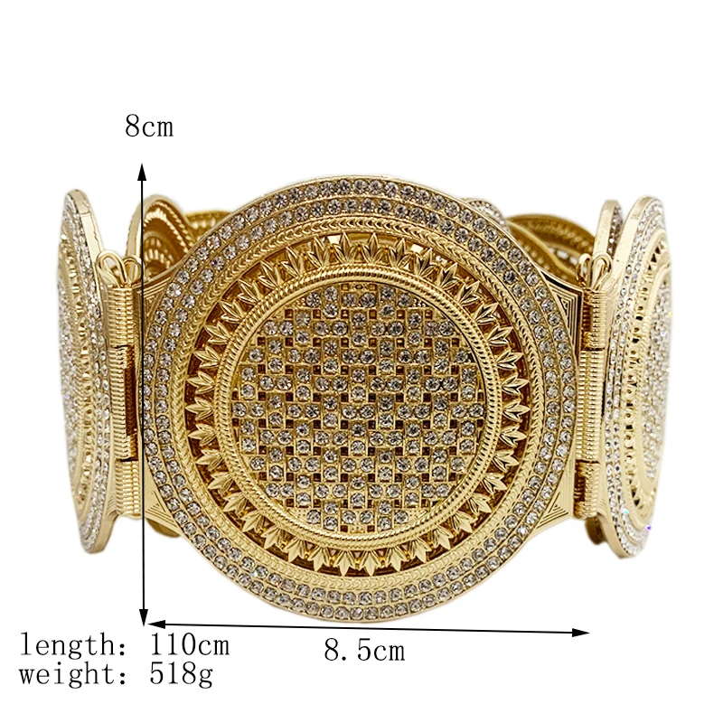 Marokkanischen Stil Aristokratischen Runde Kristall Voller Strass Metall Gürtel Mode Hochzeit Dekoration Gürtel – Detail 8