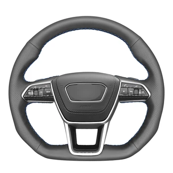 

Black PU Artificial Leather Hand-stitched Car Steering Wheel Cover for Audi A6 (C8) Avant Allroad A7 (K8) 2018 2019 S6 S7