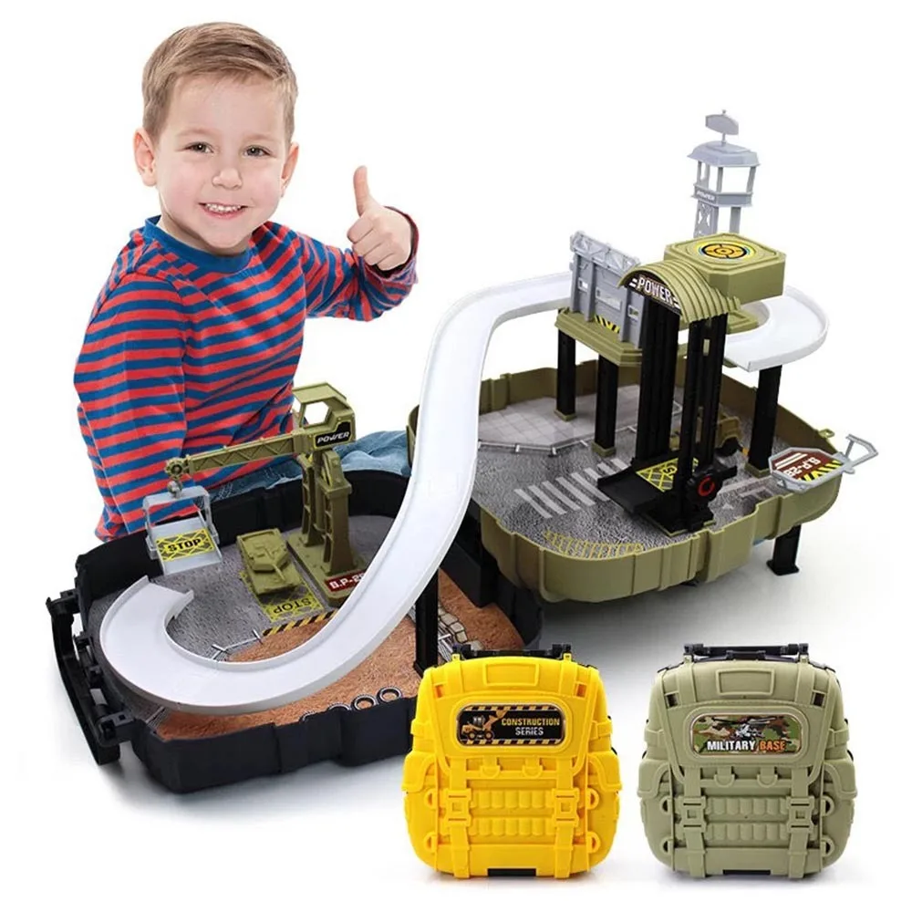 

Magical Car Set Educational Play Mobile Garage Parking Toys Figure Race Model Parking Backpack In Box Children Educational Games