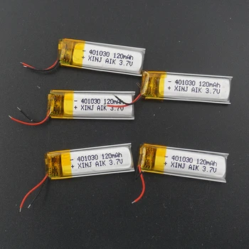 

XINJ 5pcs 3.7V 120 mAh Lithium Polymer Battery li ion cell 401030 For bluetooth earphone bluetooth speaker driving recorder mp3