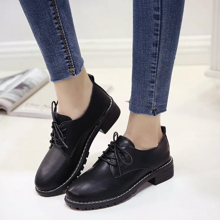 

Small Lace-up Casual Korean-style Spring And Autumn 2019 New Style England College Style Leather Shoes Student Semi-high Heeled