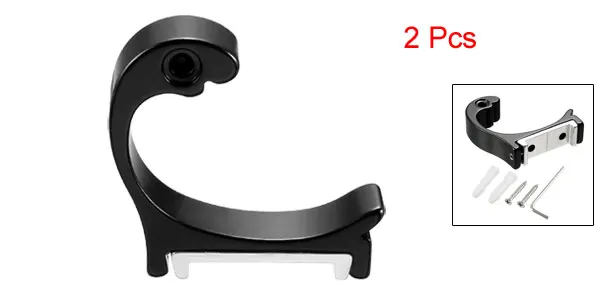 Black-2Pcs Uxcell 2/5 шт настенный крючок крючки один Полотенца вешалка с винтами Алюминий сплав 10 Цвета с винтами, ключ, дюймовый стандарт - Цвет: Black-2Pcs
