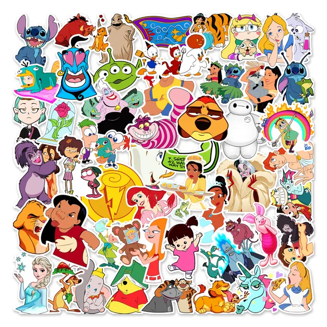 10/30/50pcs Disney Mix Cartoon Anime Stickers Graffiti Decals Laptop Phone Guitar Luggage Skateboard Waterproof Sticker Kid Toy 2