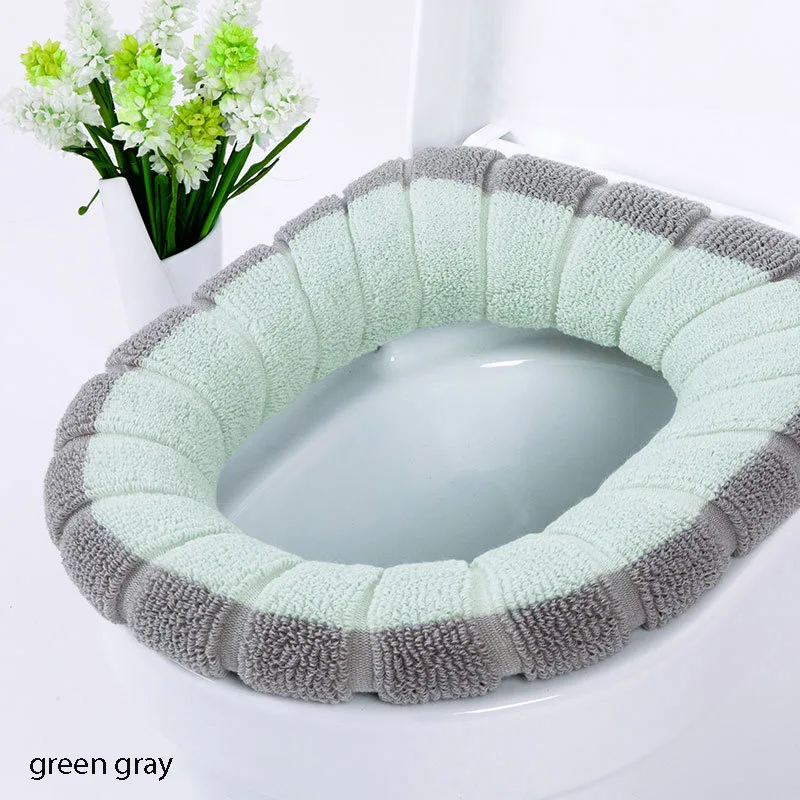 green gray Мягкая подушка для унитаза O-shape туалетный коврик 1 шт Тыква узор аксессуары для ванной комнаты моющиеся два цвета 45*35 см - Цвет: green gray