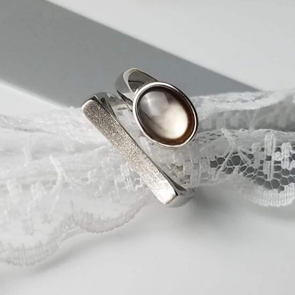 Anillos Plata 925 Para Mujer Кольца Настоящее серебро 925 проба кольцо для женщин винтажное натуральное Серебро S925 многослойное Открытое кольцо - Цвет основного камня: Agate