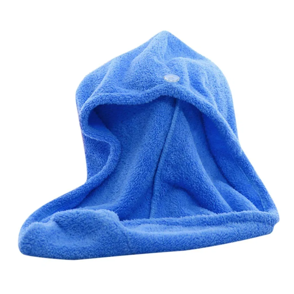 Синий Coral Velvet Thickening to Increase Soft Absorbent Shower Cap Dry Bath and Sauna Hair Wrap Towel For Bathroom Accessories - Цвет: Синий