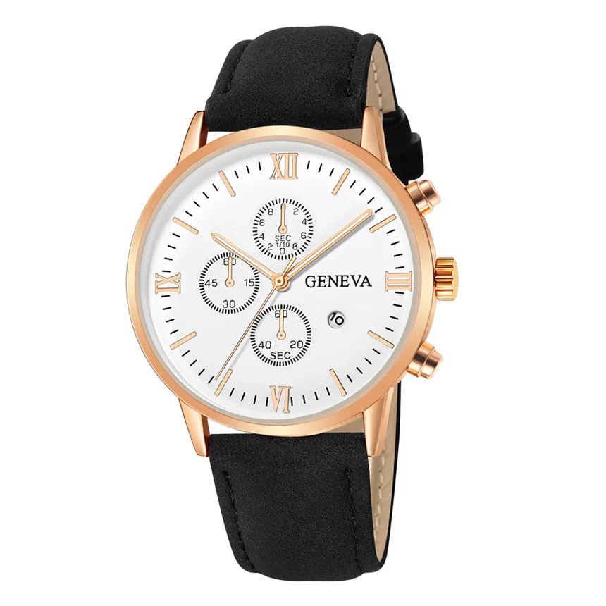 Модные Geneva мужские часы из сплава с корпусом из синтетической кожи, аналоговые кварцевые спортивные мужские часы от ведущего бренда, Роскошные мужские часы D30 - Цвет: M