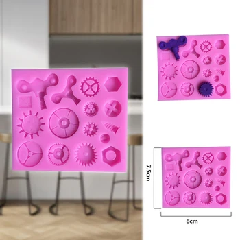

Clay Epoxy Gear Silicone Mold 3D Mechanical Gear Screw Mould Clay for DIY Chocolate Cookie Kids Birthday Cake Decor Baking Mold