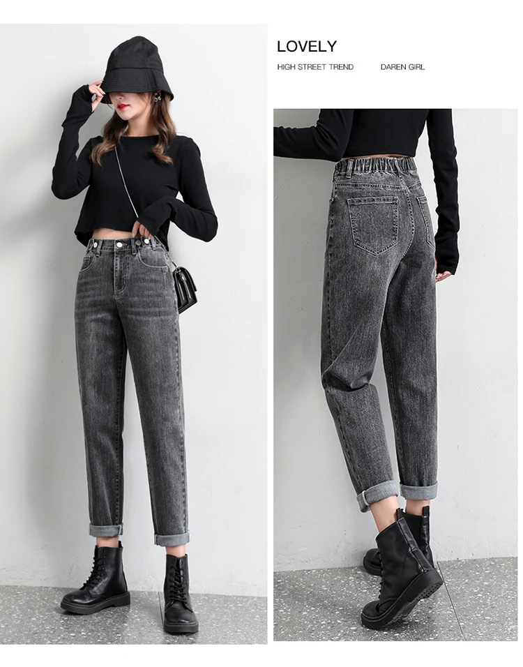 buckle jeans Spring summer new Loose Vintage Blue Jeans Woman High Waist Boyfriend Jeans for Women Mom Jeans Harlan Carrot Pants black jeans