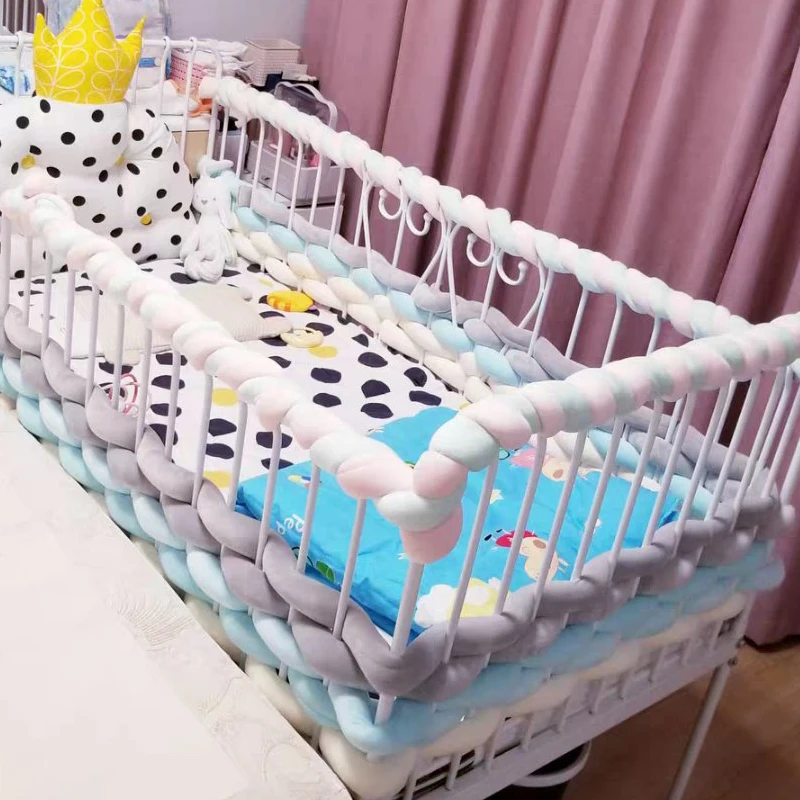 5M/6M Length DIY Single Braid Baby Bed Bumper Crib Around Cushion Cot Protector Cradle Pillows Newborn Room Decor