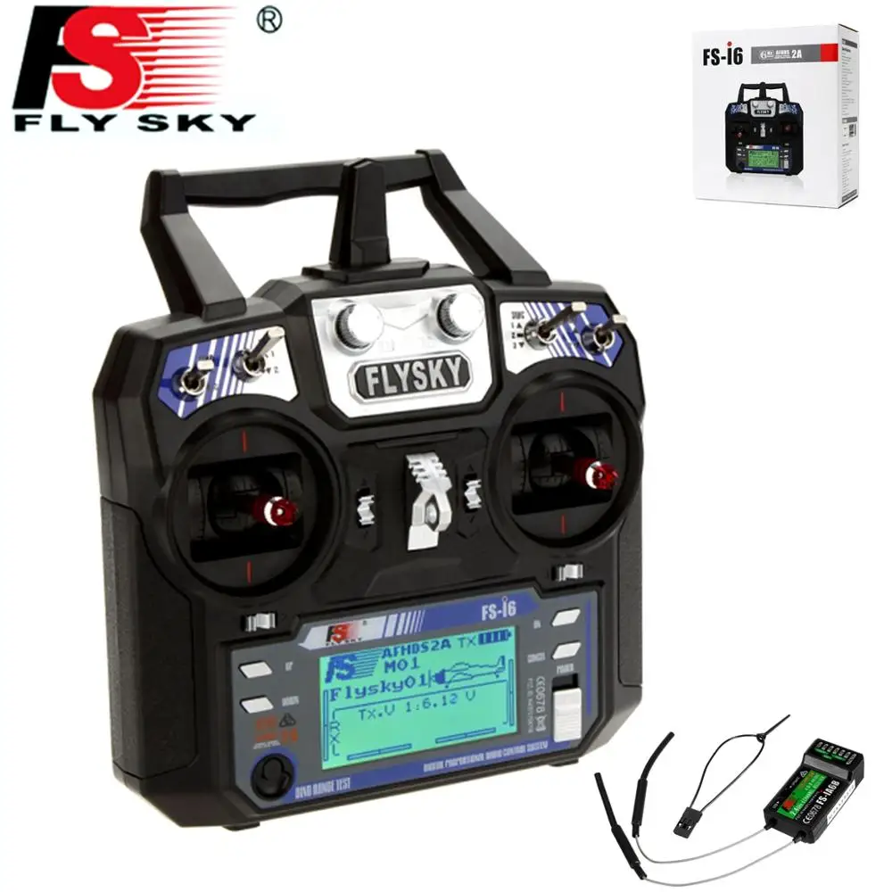 Ceny Flysky FS i6 FS I6 2.4G 6CH AFHDS RC sterownik nadajnika z FS iA6 FS iA6B odbiornik do zdalnie sterowanej helikoptera samolot Quadcopter