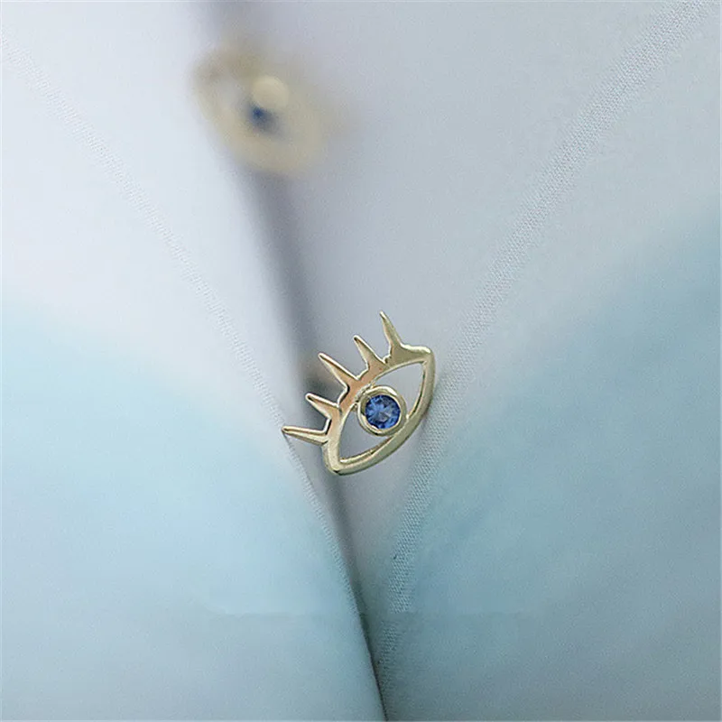 925 Sterling Silver European 14k Gold Plating Evil Eye Stud Earrings Women Anti Villain Evil Spirit Classic Party Jewelry - Image 3