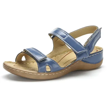 

Women Shoes Summer Women Sandals Flat Velcro Buckle Sandals Fashion Casual Shoes Beach Roman Open Toe Sandals Hook Loop Shoes