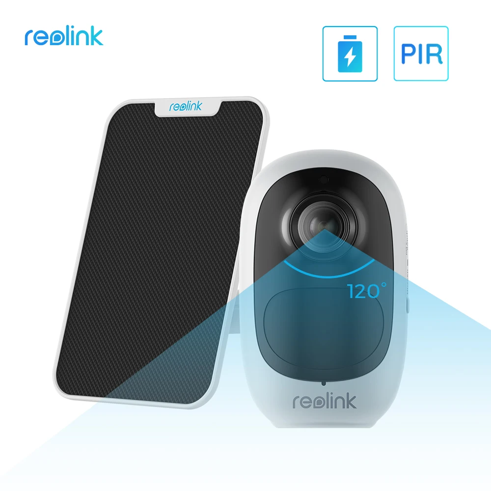 Reolink Argus 2E and Solar Panel Rechargeable Battery WiFi Camera 1080P Full HD PIR Motion Detection 2-Way Audio 120° Wide Viewi