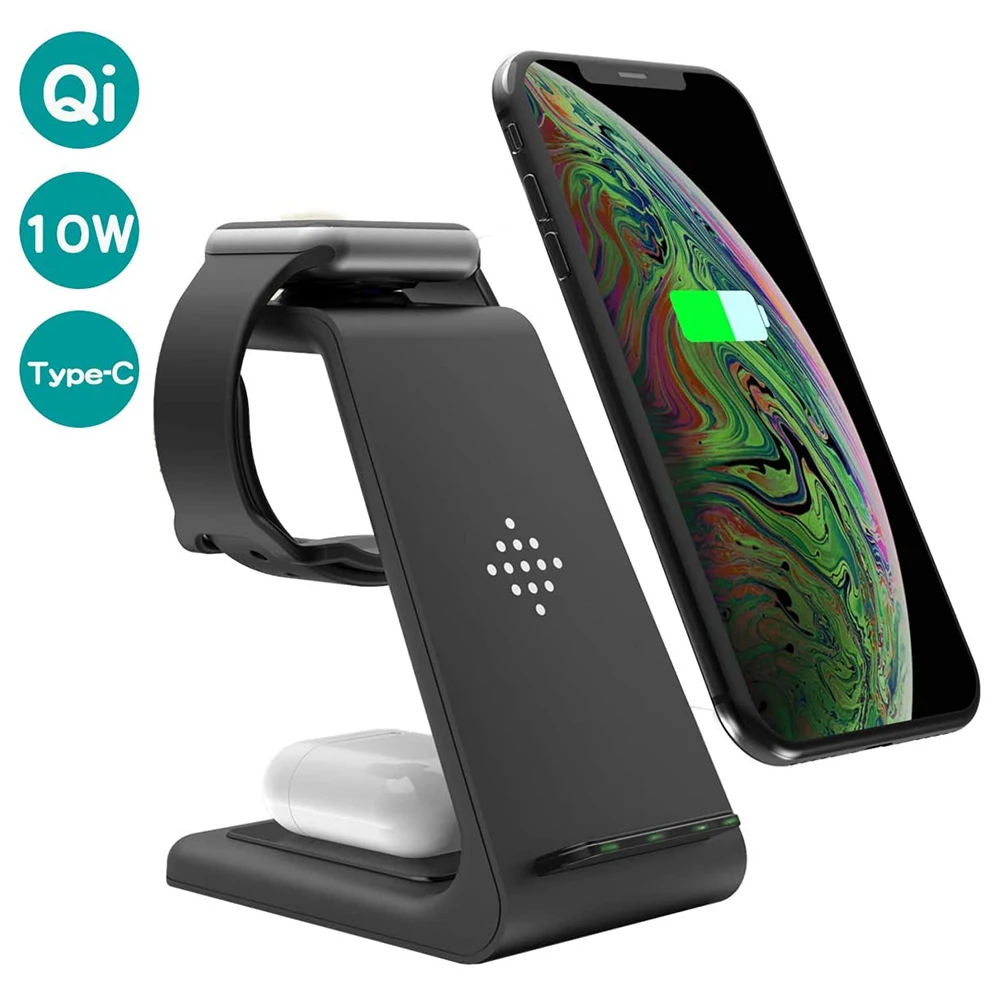 3 in 1 10W Fast Wireless Charger Stand Station Fast Charging For iPhone 11/XR/XS Max/8 for AppleWatch For AirPods For Samsung S9