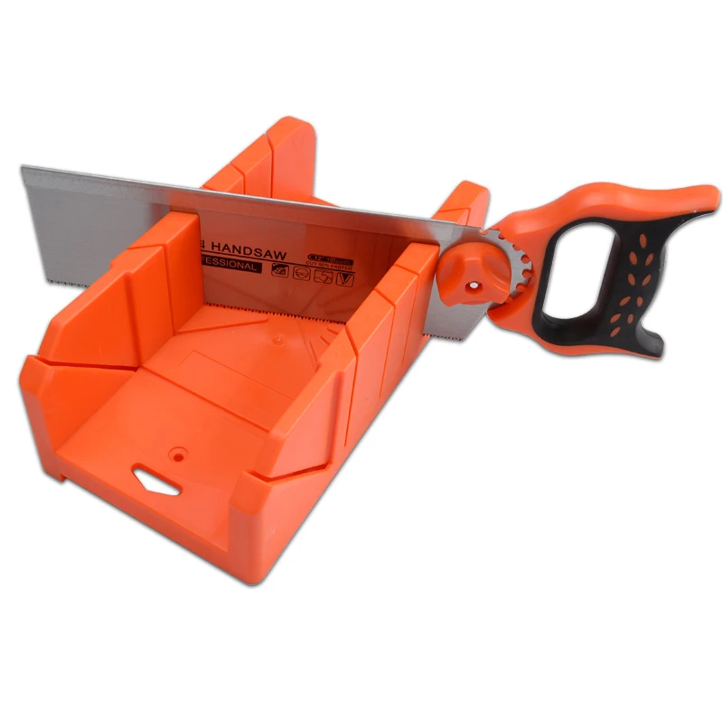 Caja de ingletes de plástico con sierra trasera, ranuras de sujeción para  carpintería, herramientas manuales de ángulo de 45 o armario de 90  grados|Sierra| - AliExpress