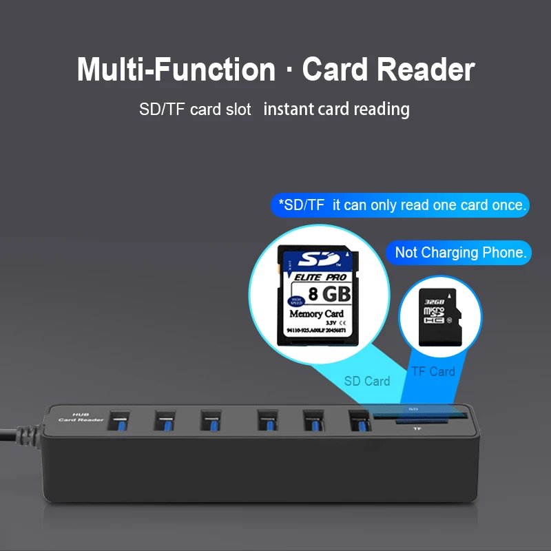 

USB HUB 3.0 Multi USB Splitter 3.0 Micro USB 3 HUB 3 / 6 Ports TF SD Card Reader Hab for PC Computer Accessories