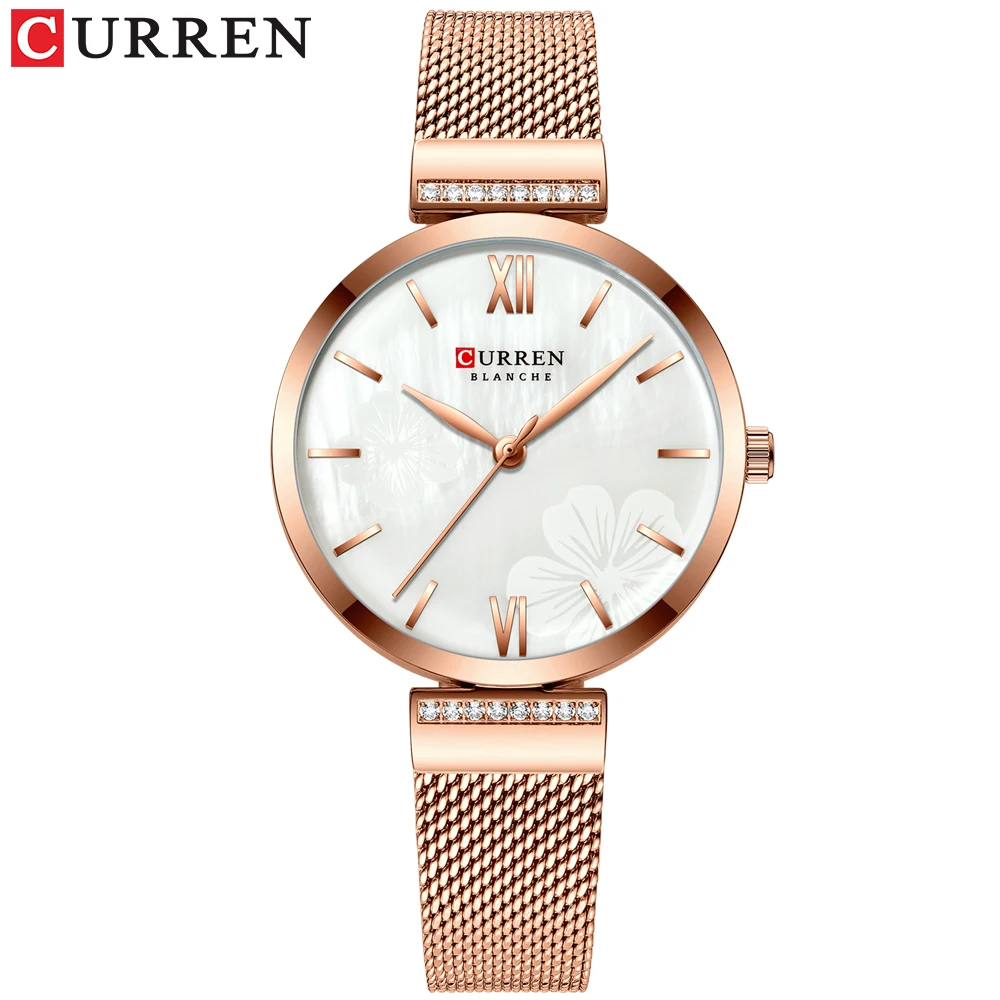 rose watch CURREN часы Женские Простые Модные кварцевые часы женские наручные часы браслет из нержавеющей стали часы relogios feminino - Цвет: rose watch
