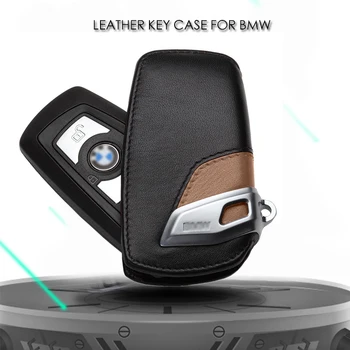 

Key Case Bag Cover Fob Holder For BMW 3 5 7 Series X3 Sport Line Genuine Leather BROWN