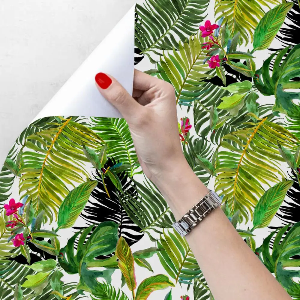 LUKCYYJ-papel tapiz de pelar y pegar para pared, autoadhesivo de jungla Tropical, papel tapiz extraíble impermeable para sala de estar y dormitorio