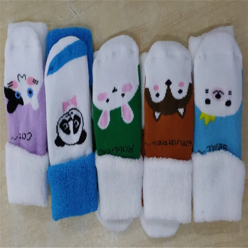 Colorful 2 Brand New Baby Sock Cotton Anti-Slip Short Cute Warmer Unisex Kids 5 Pairs Set Patchwork Winter Warm Print Free Shipping - Color: Colorful 2