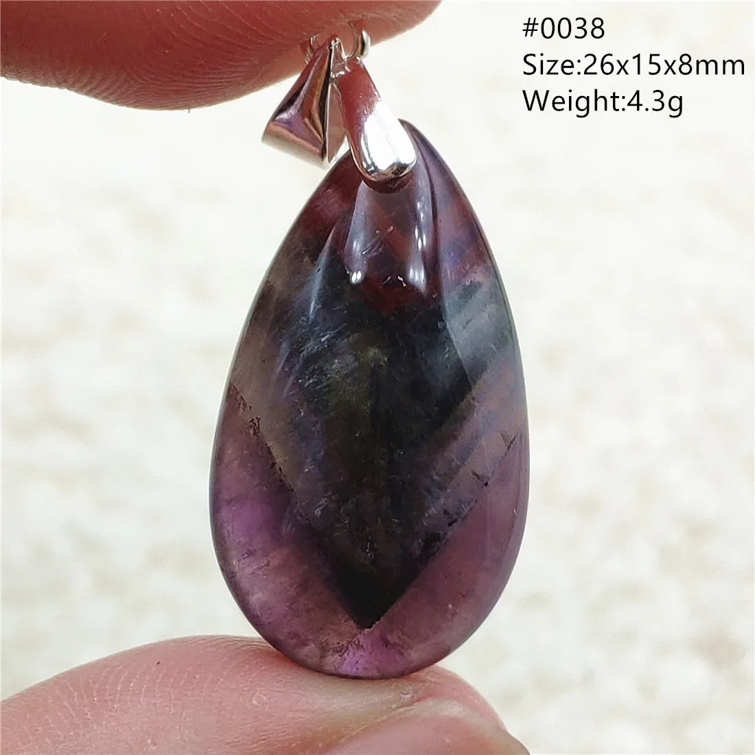 Genuine Natural Cacoxenite Auralite 23 Purple Red Pendant Water Drop Rutilated Bead Women Men AAAAAA
