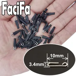 100 - Pack Quick - Connect Fishing Snaps - Easy - Attach Safety Lead and Hook Connectors (Black 10mm)