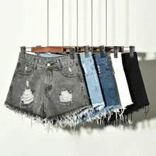 2021 nova chegada de verão casual verão denim feminino shorts de cintura alta pele forrado perna aberturas mais tamanhos S XXXXXXL sexy calças curtas