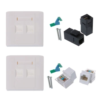 

2020 New 2 Ports RJ45 Network Wall Plate With Female to Female Connector
