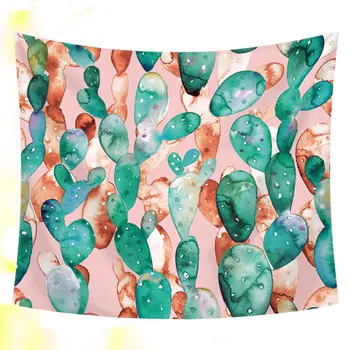 

1pc Tapestry Cactus Printed Wall Hanging Backdrop Wall Blanket Mural for Home Dorm Studio (Pink)