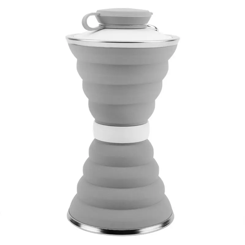 500 мл Открытый Портативный Спорт складная бутылка для воды Выдвижной Складной Кофе Путешествия напиток чайник - Цвет: Светло-серый