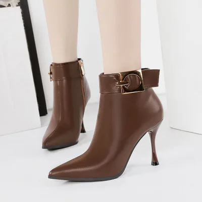 Online 2019 Europa y América sexy punta Martin botas hebillas Delgado Martin botas cremallera lateral con nuevas botas cortas de mujer botas