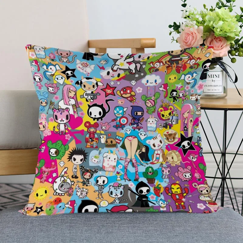 Custom Decorative Pillowcase Tokidoki Anime Square Zippered Fabric Pillow Cover 35X35 40x40 (One Side) | Дом и сад