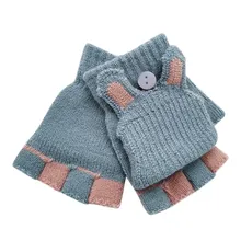 Детские зимние перчатки; теплые вязаные варежки с кроликом без пальцев; вязаные перчатки для мальчиков и девочек; Handschoenen