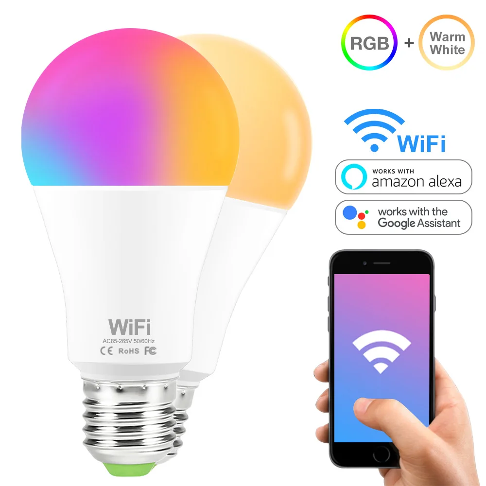 Интеллигентая (ый) смарт лампа RGB Wi Fi Ночной светильник Настольная Лампа 15 Вт E27 B22