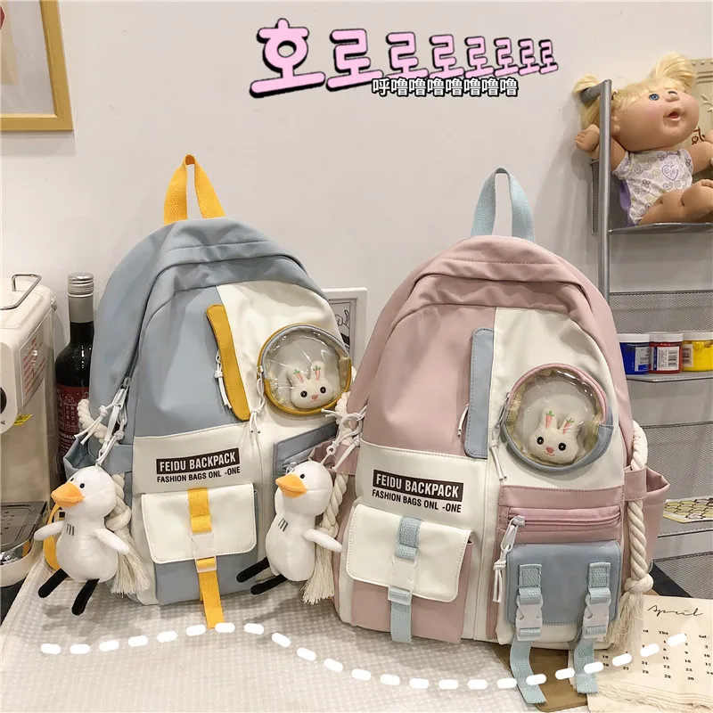 trendy laptop backpacks Female Harajuku Nylon Bag Kawaii Girl College Student Backpack Waterproof Fashion Ladies School Bag Book Women Cute Backpack New classy sling bags