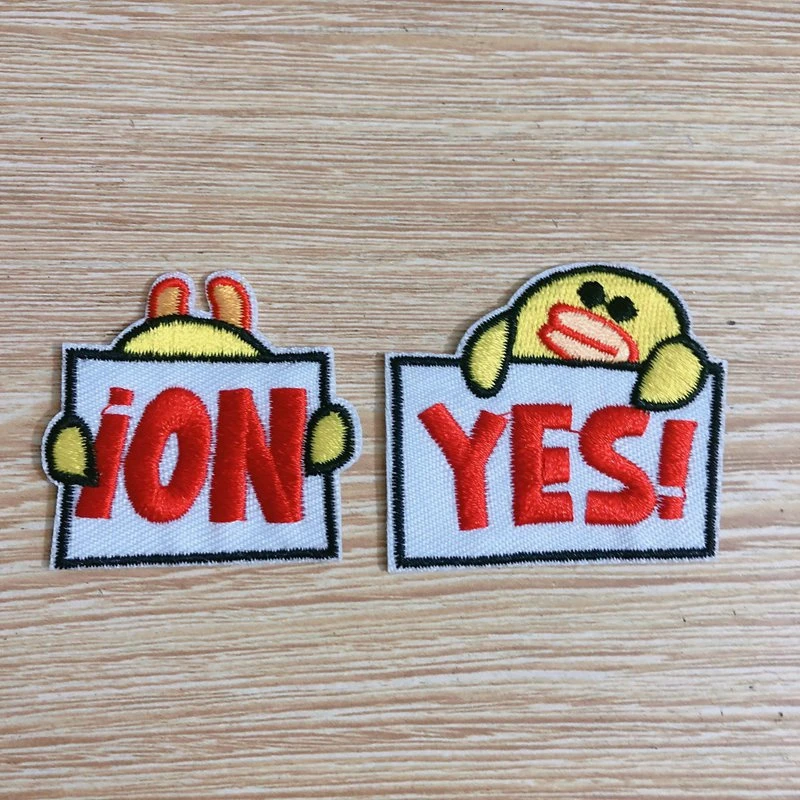 1 PCS Duckling Letter No Yes Patches for Kids Clothes Iron on Appliques DIY Stripes Animals Embroidery Stickers Sew Badges | Дом и сад