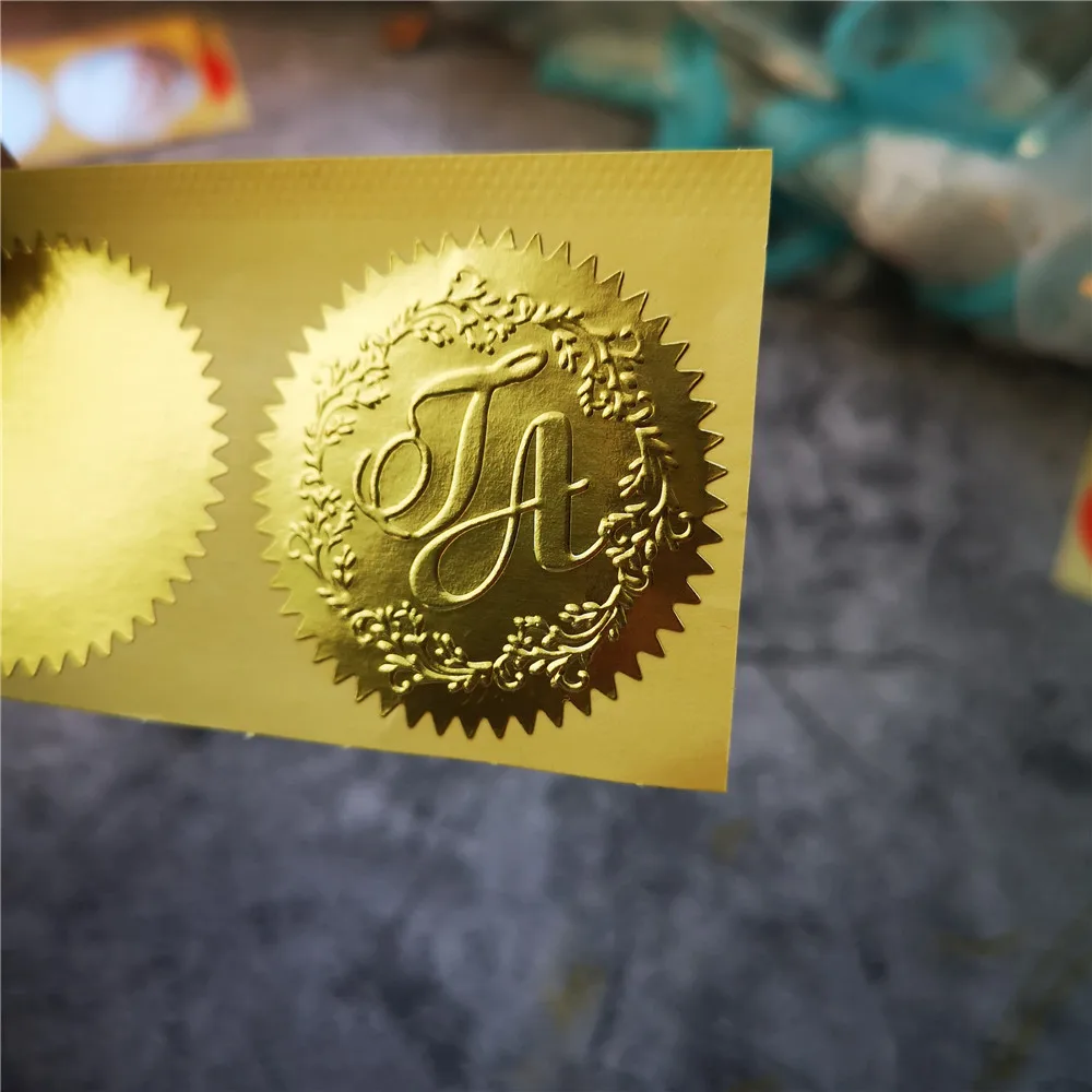 45mm diameter 20sheets 100stickers Blank Embosser sticker golden silver Embosser Seal Wedding Seal invitation embossing stamp