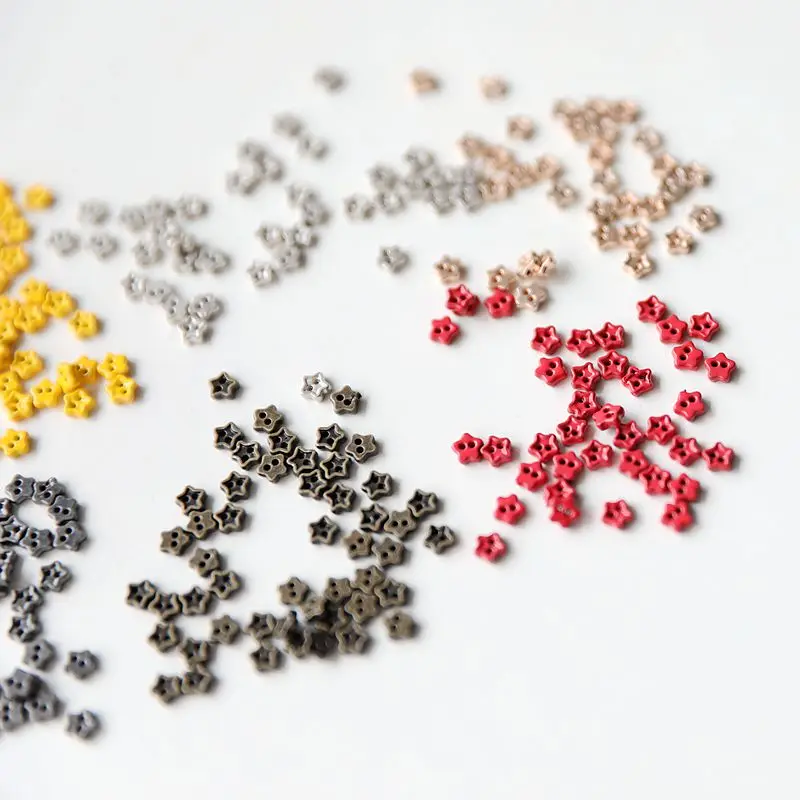 100pcs Mini Star Button Appliques Patches Dress Clothing Sewing Material 4MM 0.15" Width M16C17