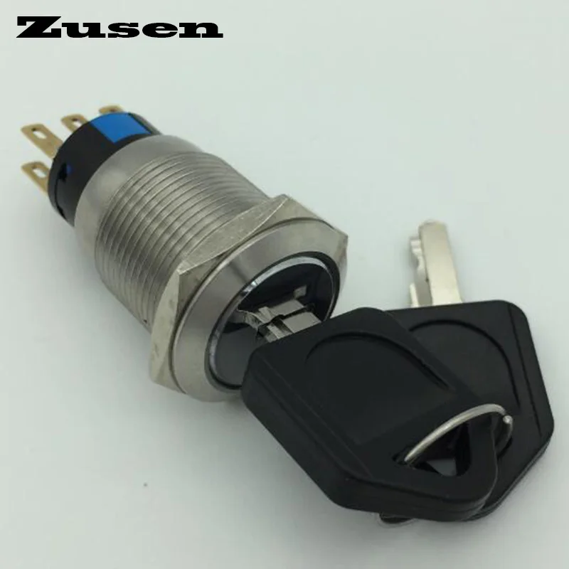 

Zusen 19mm NEW ZS19F-22Y/31/S 3 position lock Metal Key Switch