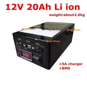 

Rechargeable 12v fish finder battery 12v 20Ah 3.7V lithium ion battery pack with bms for 360w 12v fish finder+12.6V 5A Charger